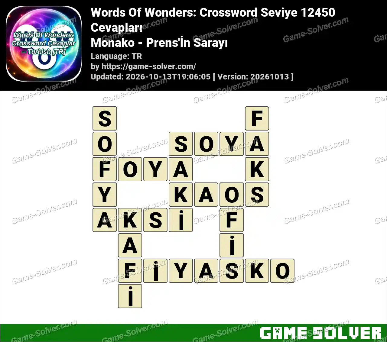 Words Of Wonders: Crossword Seviye 12450 Cevapları – Monako – Prens’İn Sarayı